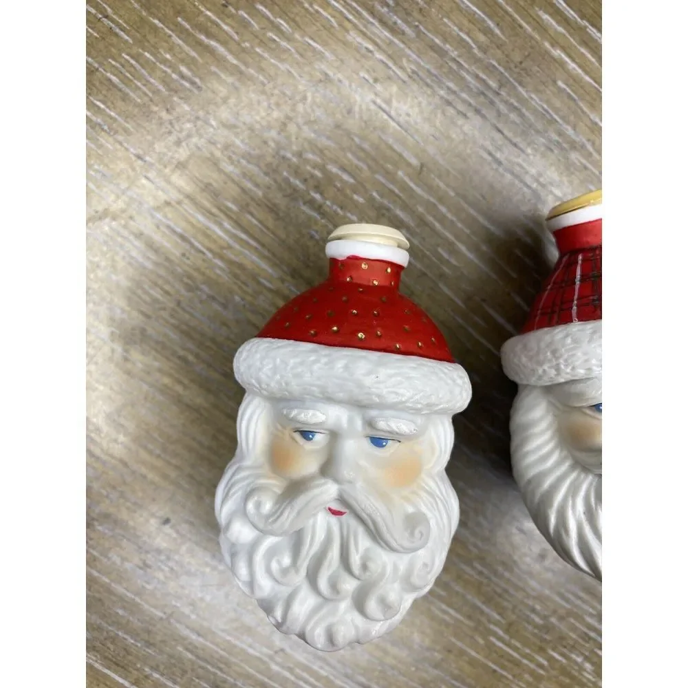 3 Old World Porcelain Christmas Light Covers Santa‎ Snowman Skiing